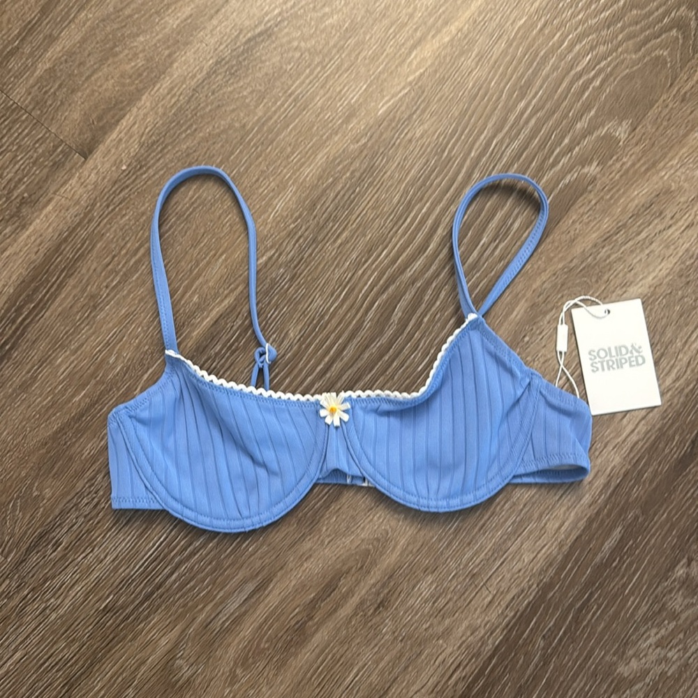 NWT Solid & Striped
Daphne Luxe Ribbed Bikini Top Marina Blue